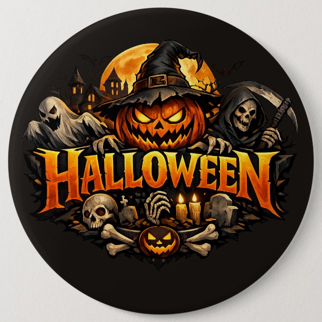 Chapa Redonda De 15 Cm Terror de Halloween (Anverso)