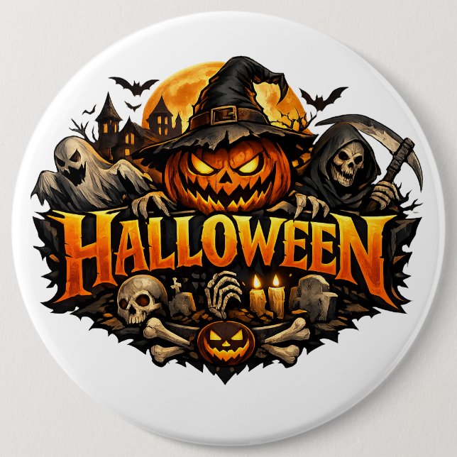 Chapa Redonda De 15 Cm Terror de Halloween (Anverso)