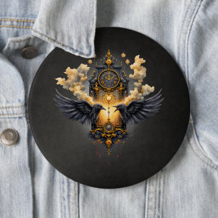 Chapa Redonda De 15 Cm Testigos Eternos – Reloj del Destino Carmesí.