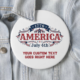 Chapa Redonda De 15 Cm Texto personalizado 4 de julio de 1776 