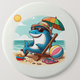 Chapa Redonda De 15 Cm Tiburón personalizado lindo costero/playa