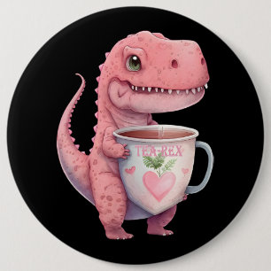 Chapa Redonda De 15 Cm Tiempo de té TRex Dinosaur Cute Funny Chibi Kawaii