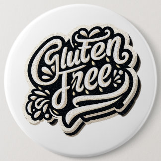 Chapa Redonda De 15 Cm Tipografía Retro Gráfica de Letra Libre de Gluten