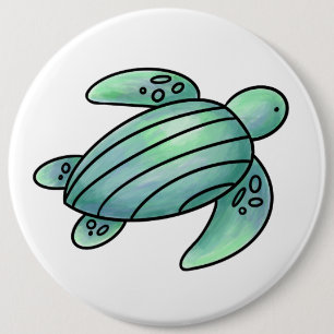 Chapa Redonda De 15 Cm tortuga marina pintada con acuarela azul verde de 
