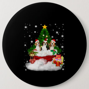 Chapa Redonda De 15 Cm Tres Beagles Santa Claus con árbol de Navidad