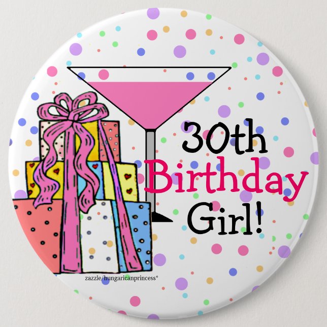 Chapa Redonda De 15 Cm trigésimo Chica del cumpleaños (Anverso)