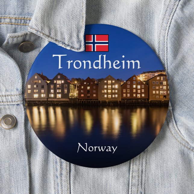 Chapa Redonda De 15 Cm Trondheim Noruega Souvenir (In situ)