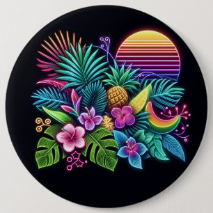Chapa Redonda De 15 Cm Tropical neón colorido/hawaiano