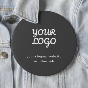 Chapa Redonda De 15 Cm Tu logotipo y texto de empresa Oscuro gris elega