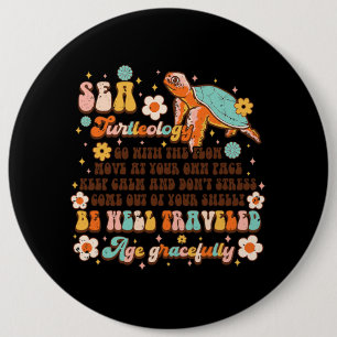 Chapa Redonda De 15 Cm Turtleología marina Groovy Tortuga marina Lover Su