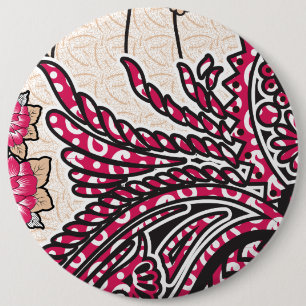 Chapa Redonda De 15 Cm Un diseño paisajístico decorativo con un rojo inte