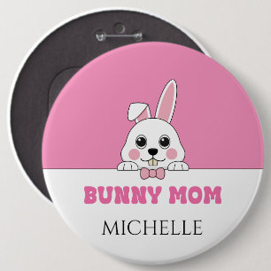 Chapa Redonda De 15 Cm Una linda mamá conejita rosada personalizada