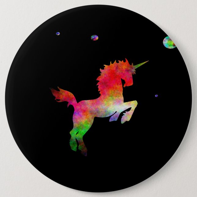 Chapa Redonda De 15 Cm Unicornio Multi-hued del espacio profundo (Anverso)