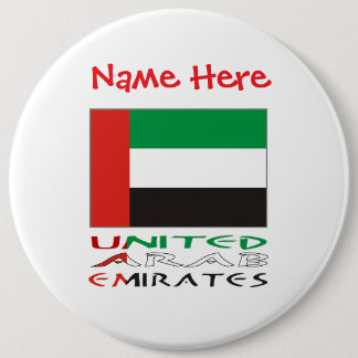 Chapa Redonda De 15 Cm United Arab Emirates UAE Flag Red Personalize Name