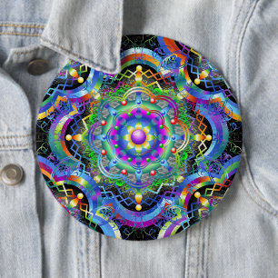 Chapa Redonda De 15 Cm Universo Mandala Colores Psicodélicos