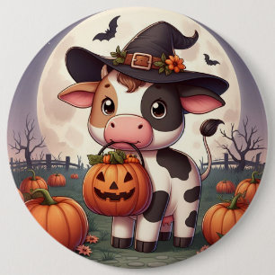 Chapa Redonda De 15 Cm Vaca de bruja de Halloween