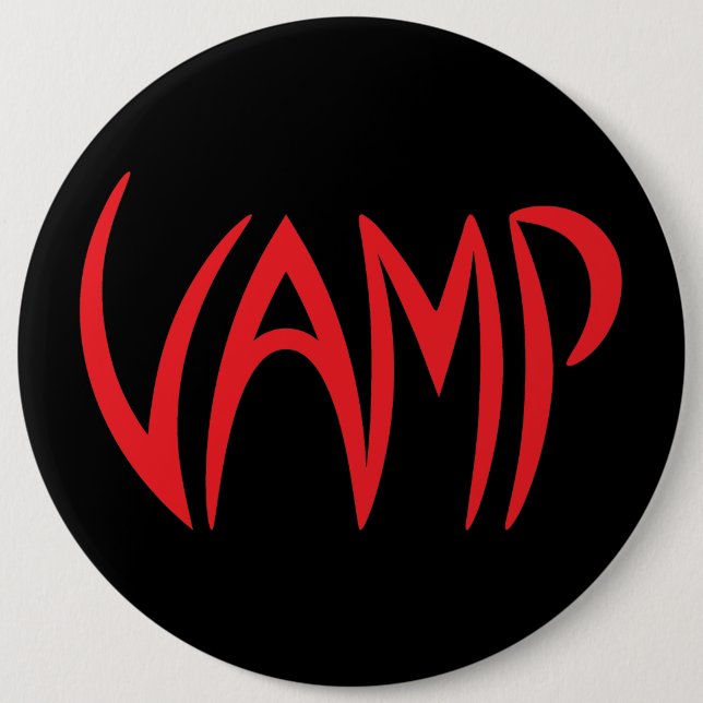Chapa Redonda De 15 Cm Vamp Text (Black/Red) Version (Anverso)