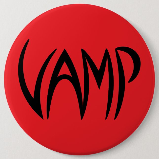 Chapa Redonda De 15 Cm Vamp Text (Red/Black) Version (Anverso)