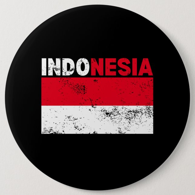 Chapa Redonda De 15 Cm Vendimia de bandera de Indonesia (Anverso)