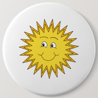 Chapa Redonda De 15 Cm Verano amarillo Sun con una cara feliz