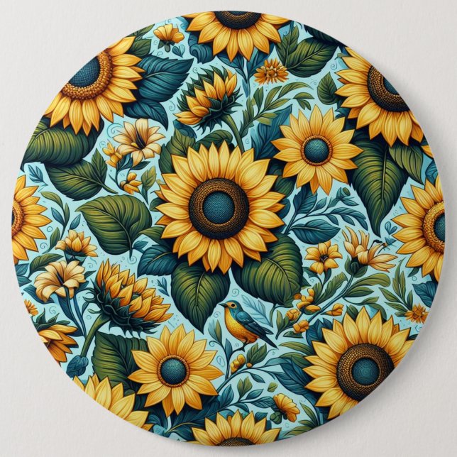 Chapa Redonda De 15 Cm Verano/girasol/ave (Anverso)