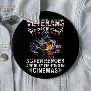 Chapa Redonda De 15 Cm Veteranos porque superhéroes ocupados en cines