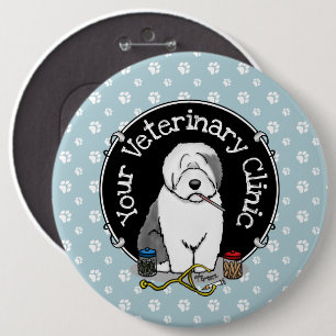 Chapa Redonda De 15 Cm Veterinario Oveja Inglés Gray 1 Cute Vet