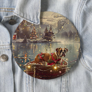 Chapa Redonda De 15 Cm Viaje Festivo de Navidad de Boxer