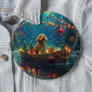 Chapa Redonda De 15 Cm Viaje Festivo de Navidad de Goldendoodle