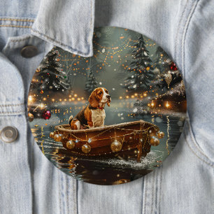 Chapa Redonda De 15 Cm Viaje Festivo de Navidad del Beagle