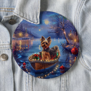 Chapa Redonda De 15 Cm Viaje festivo de Navidad del Biewer Terrier