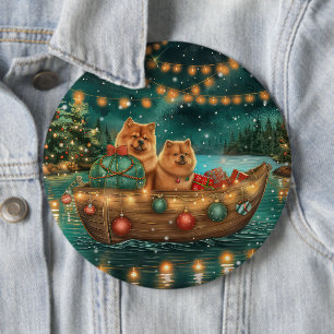 Chapa Redonda De 15 Cm Viaje Festivo de Navidad del Chow Chow