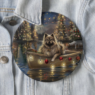 Chapa Redonda De 15 Cm Viaje festivo de Navidad Keeshond