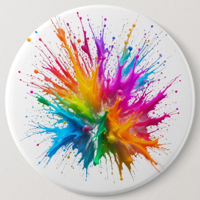 Chapa Redonda De 15 Cm Vibrant Rainbow Paint Splatter Explosion (Anverso)