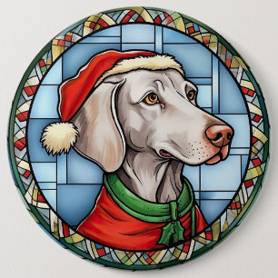 Chapa Redonda De 15 Cm Vidriera de Navidad Weimaraner
