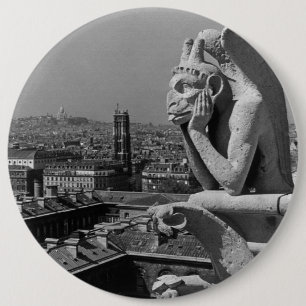 Chapa Redonda De 15 Cm Vieja Francia París Notre Dame Catedral pensadora