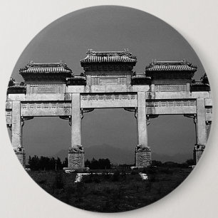 Chapa Redonda De 15 Cm Vintage China Pekin gate martillejo tumbas 1970