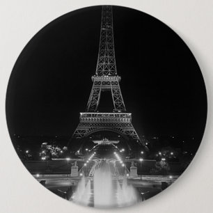 Chapa Redonda De 15 Cm Vintage Paris Fontains Torre Eiffel noche