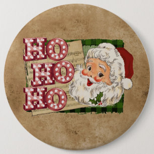 Chapa Redonda De 15 Cm Vintage Santa Marquee Lights Ho Ho