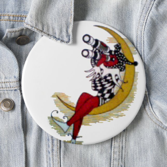 Chapa Redonda De 15 Cm Vista cósmica: El elfo en la aventura lunar (In situ)