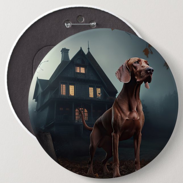 Chapa Redonda De 15 Cm Vizsla de Halloween Espantoso (Anverso y reverso)