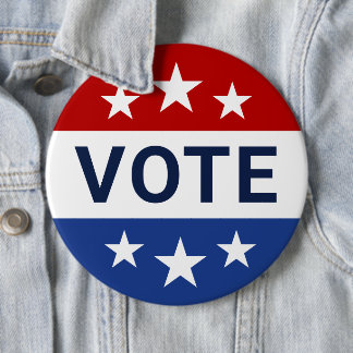 Chapa Redonda De 15 Cm Votar por elecciones rojas y azules
