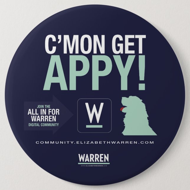 Chapa Redonda De 15 Cm Warren 2020 - ¡Bailey - C'Mon consiga APPY! (Anverso)