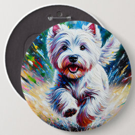 Chapa Redonda De 15 Cm West Highland White Terrier "Westie" Dog Portrait