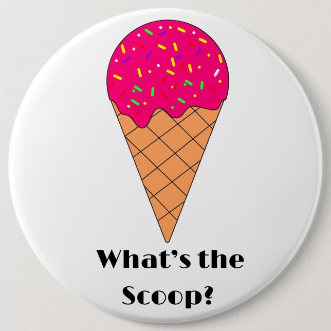 Chapa Redonda De 15 Cm What's the Scoop Gender Reveal Party (Anverso)