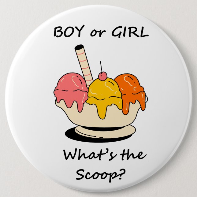 Chapa Redonda De 15 Cm What's the Scoop gender reveal party (Anverso)