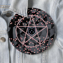 Chapa Redonda De 15 Cm WiizyWitch Magic Witch Cosmic Cat Pentacle Magick