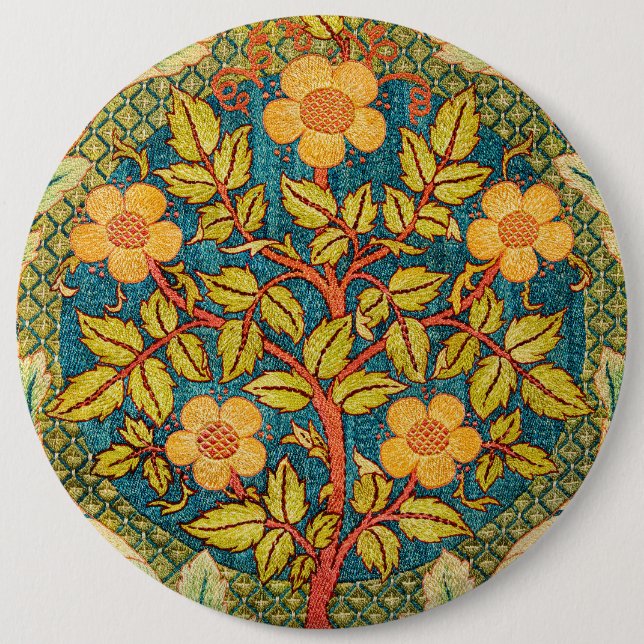 Chapa Redonda De 15 Cm William Morris Rosa Wreath: Arte y artesanía clási (Anverso)