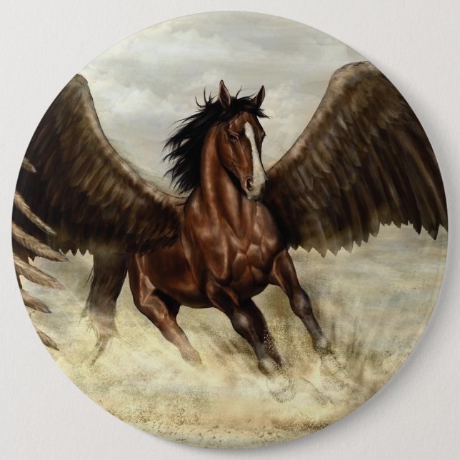 Chapa Redonda De 15 Cm Winged Pegasus (Anverso)