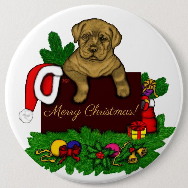 Chapa Redonda De 15 Cm XMas Puppy (Anverso)